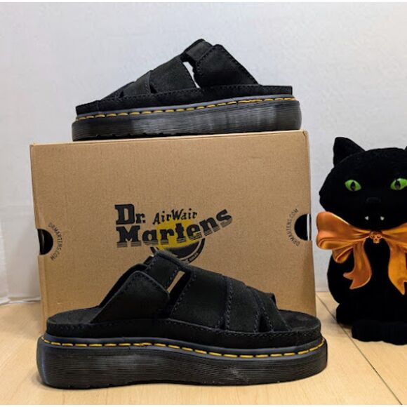 Dr. Martens Unisex Maxxy Slide Buttersoft Black Suede Leather Sandals UK5 NIB - Picture 8 of 13